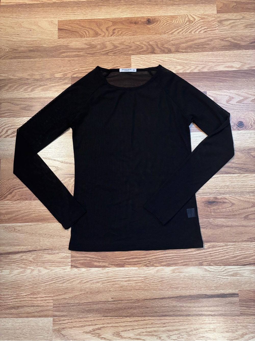 Mangopop Collection Black Sheer  Long Sleeve Shirt Layering Club Womens Size S